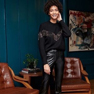 Express Rhinestone Fringe Sweater